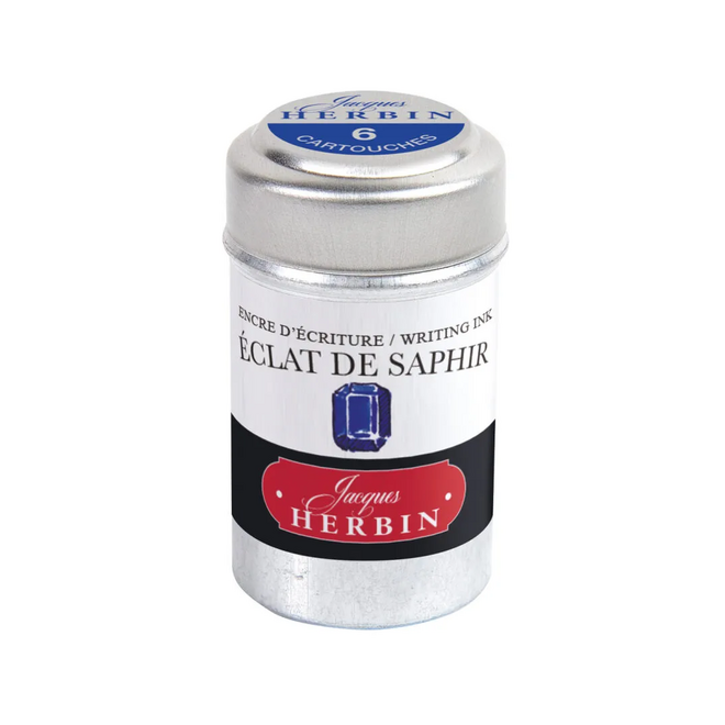 J. Herbin Fountain Pen Ink Cartridges - 6Pk Éclat De Saphir / Sapphire Sparkle