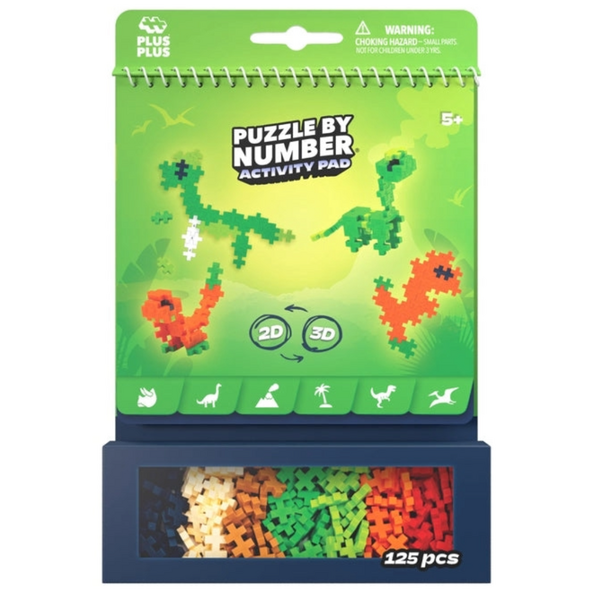 Plus Plus: Puzzle By Number Activity Pad - 125pc, Dinosaurs