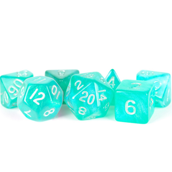 Fanroll 16mm Acrylic Polyhedral Dice Set - Stardust: Turquoise