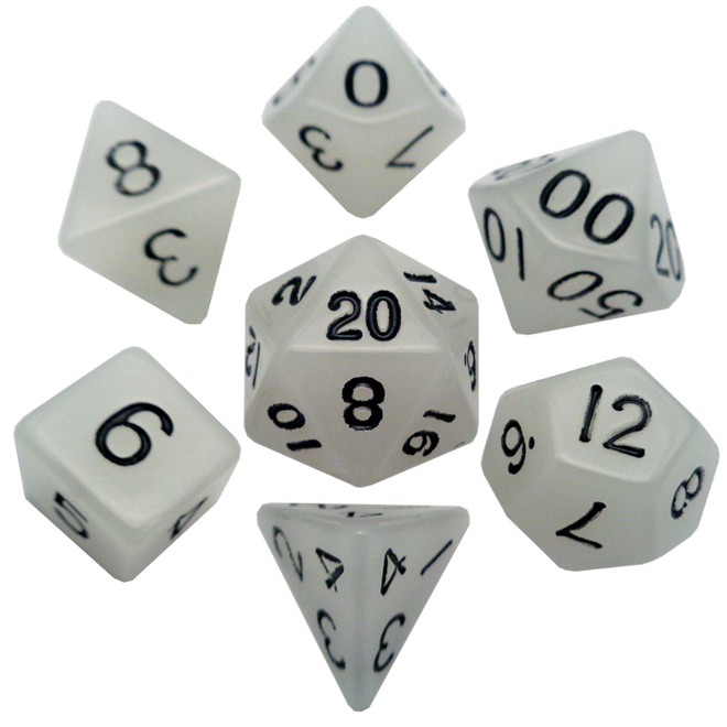 Fanroll 16mm Acrylic Polyhedral Dice Set - Glow: Clear