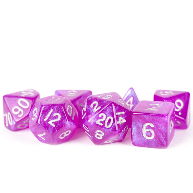 Fanroll 16mm Acrylic Polyhedral Dice Set - Stardust: Purple
