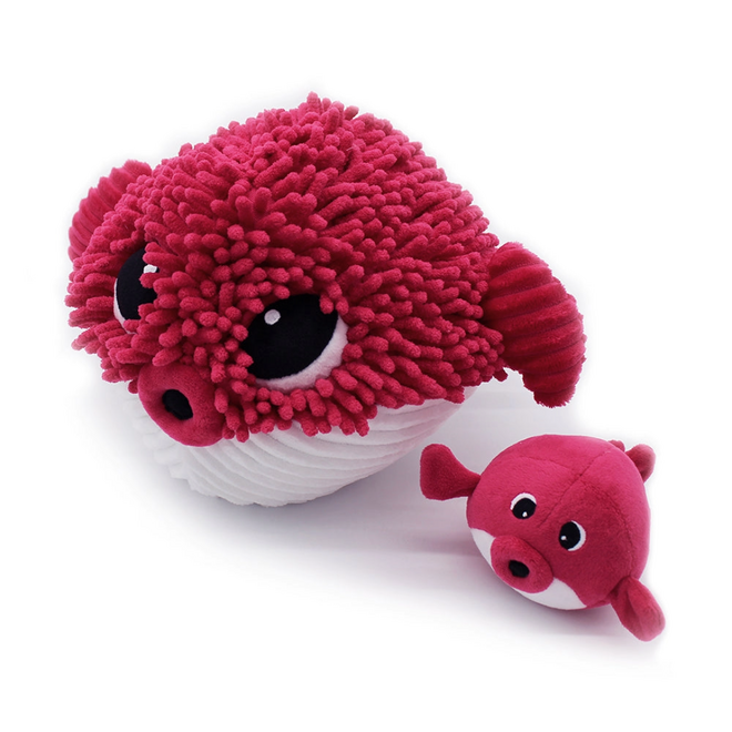 Les Ptipotos: Mom & Baby Plush - Gobtou Puffer Fish, Beetroot