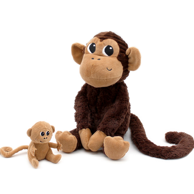Les Ptipotos: Mom & Baby Plush - Zazou the Monkey