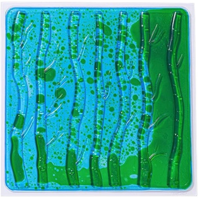 3D Textured Liquid Sensory Floor Tile, 12" - Blue & Green Forest