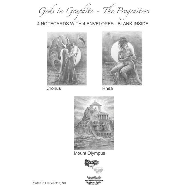 Gods in Graphite - The Progenitors - James Dickson Greek God Notecards - 4 Card Pack