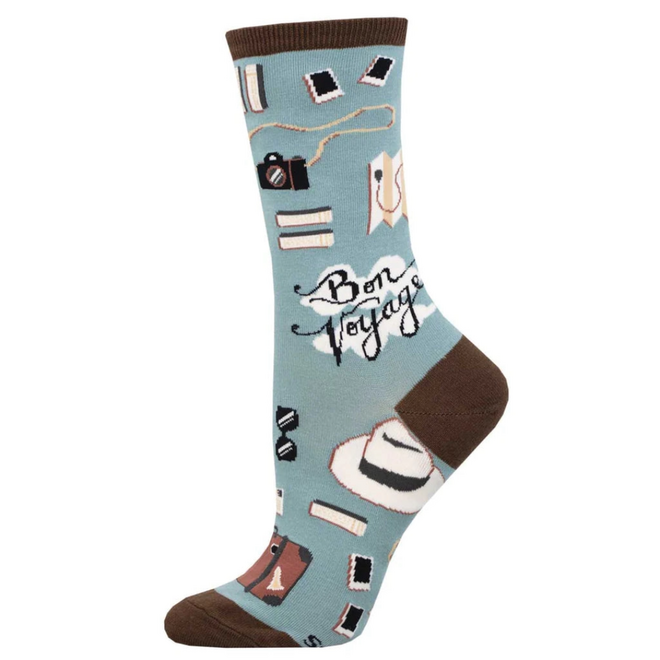 Socksmith Socks - Bon Voyage, Steel Blue - Size S/M