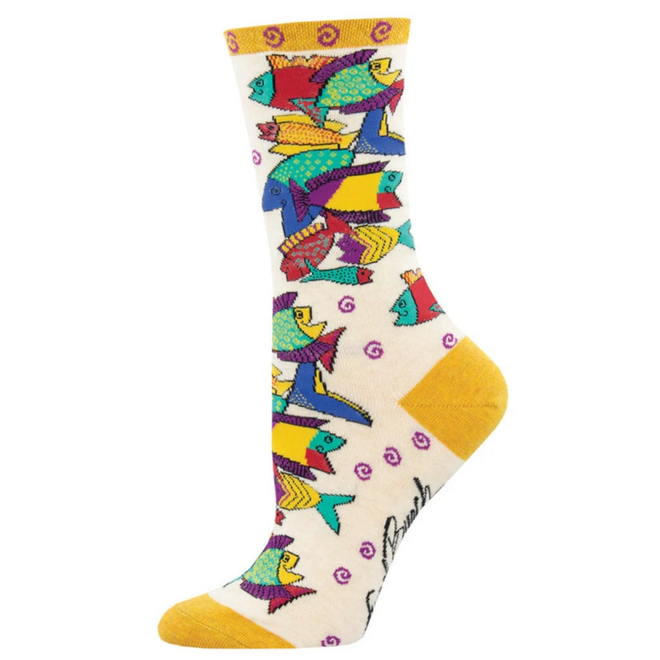 Socksmith Socks - Laurel Burch: Pescadero, Ivory Heather - Size S/M