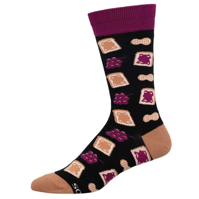 Socksmith Socks - Peanut Butter Jelly Time, Black - L/XL