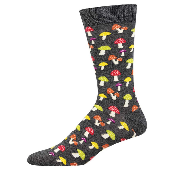 Socksmith Bamboo Socks - Colorful Caps, Charcoal Heather - L/XL