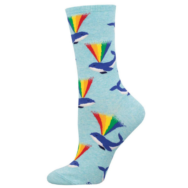 Socksmith Socks - Rainbow Whale, Blue Heather - Size S/M