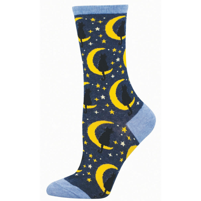 Socksmith Socks - Lunar Cat, Navy Heather - Size S/M