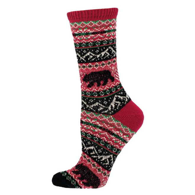 Socksmith Sweater Socks - Mountain Life, Red - Size S/M