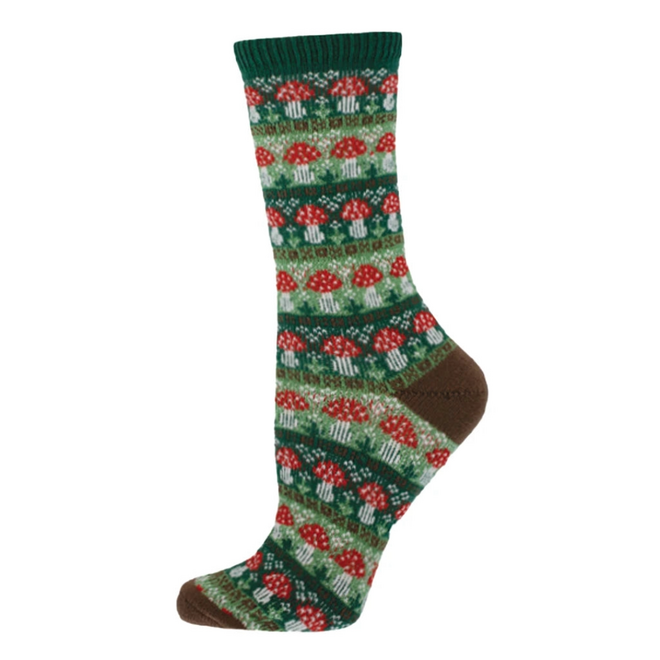 Socksmith Sweater Socks - In Line For Mushies, Green - Size S/M