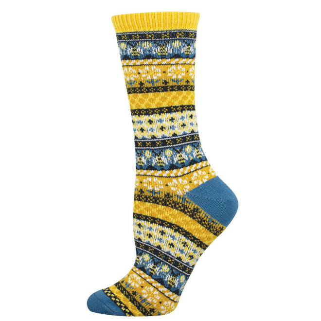 Socksmith Sweater Socks - Honey Bees, Yellow - Size S/M