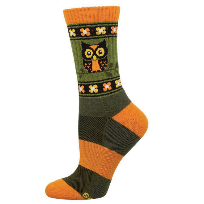Socksmith Compass Socks, Merino Wool - Owl Alert, Green - Size S/M