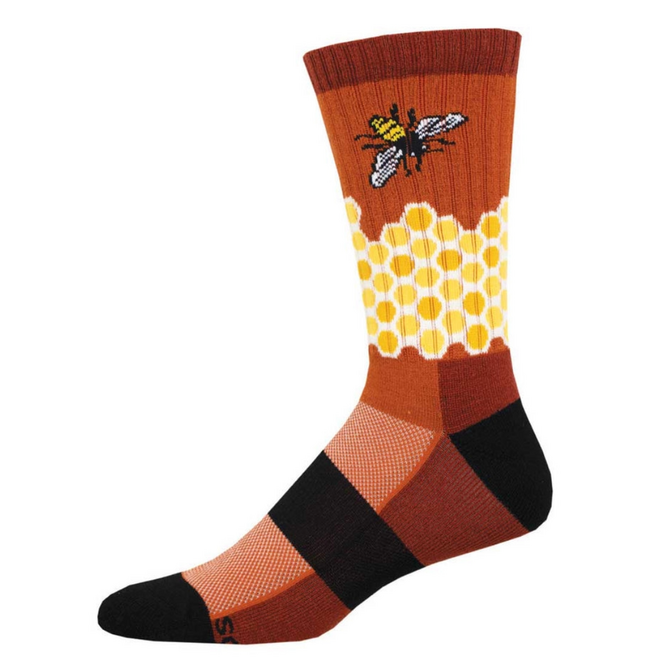 Socksmith Compass Socks, Merino Wool - Home Sweet Honeycomb, Rust - L/XL