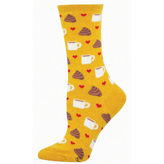 Socksmith Socks - Coffee Makes You Poop, Mustard Heather - S/M