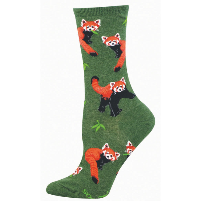 Socksmith Socks - Red Pandamonium, Green Heather - S/M