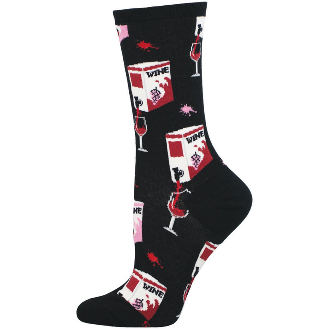 Socksmith Socks - Fine Like Boxed Wine, Black - S/M