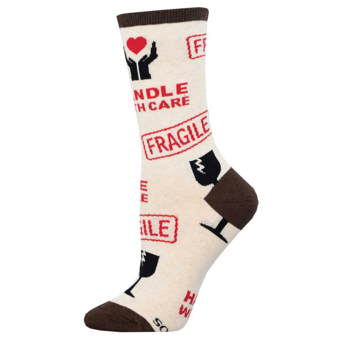 Socksmith Socks - Handle With Care, Ivory Heather - S/M