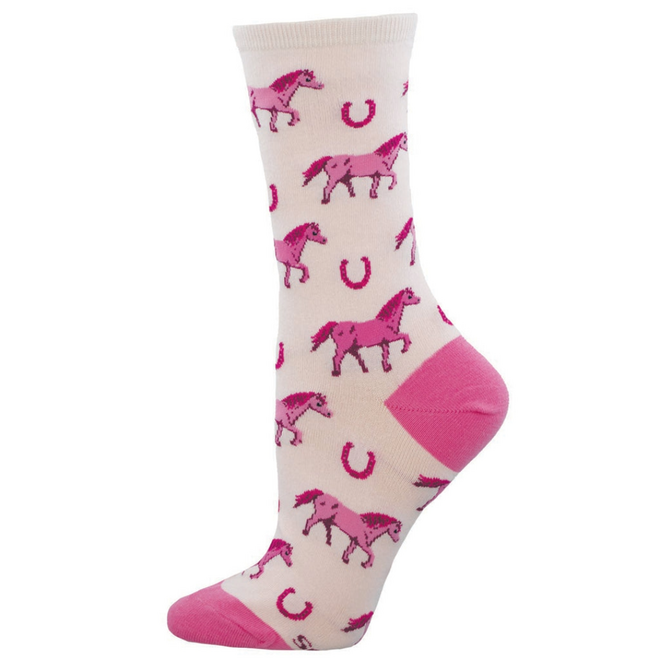 Socksmith Socks - Fuchsia Horse Society, Pink - S/M