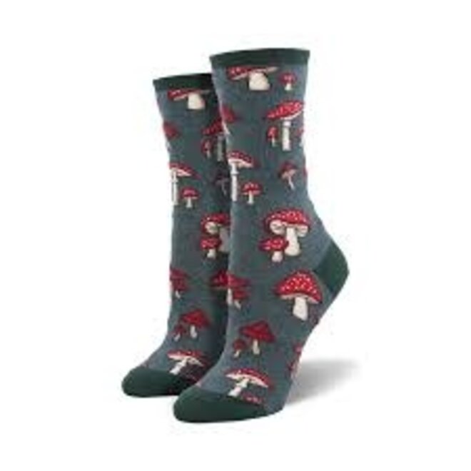 Socksmith Socks - Pretty Fly For a Fungi, Green Heather - S/M