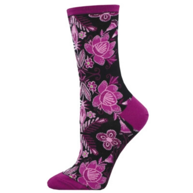 Socksmith Socks - Laurel Burch: Fiesta Floral, Black - S/M
