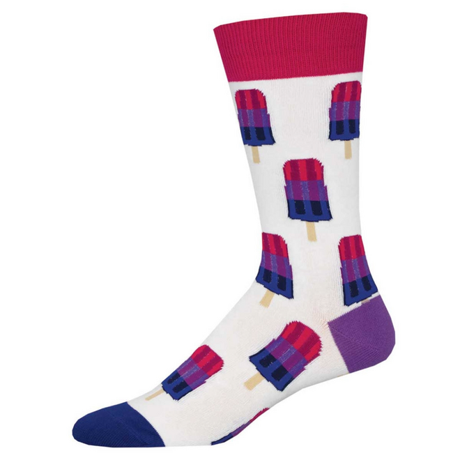 Socksmith Pride Socks - Bisexual Pops, White - L/XL