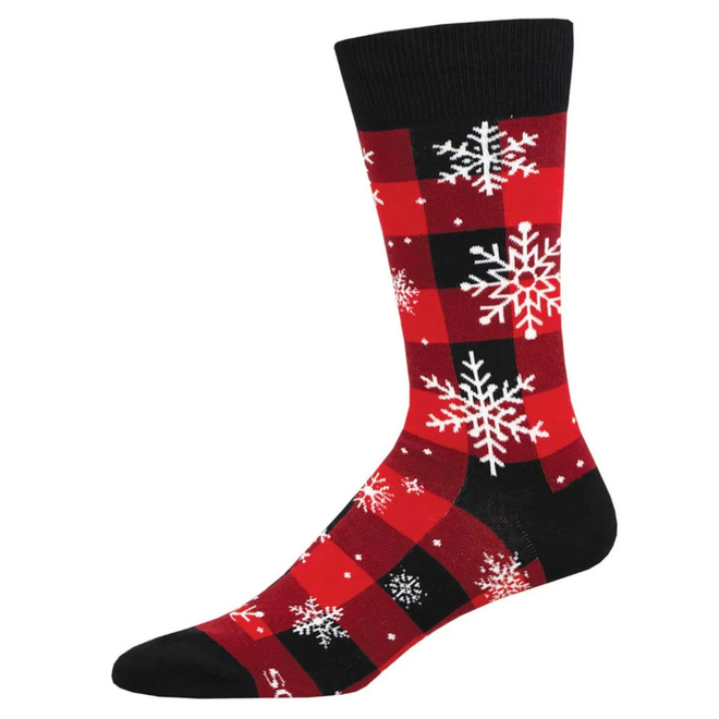 Socksmith Christmas Socks - Snowflakes Plaidern, Red - L/XL