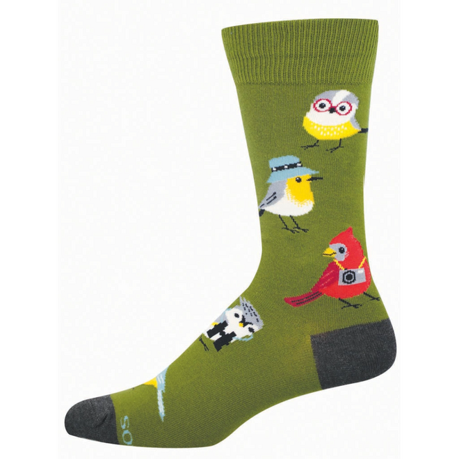 Socksmith Socks - Bird Is the Nerd, Green - L/XL