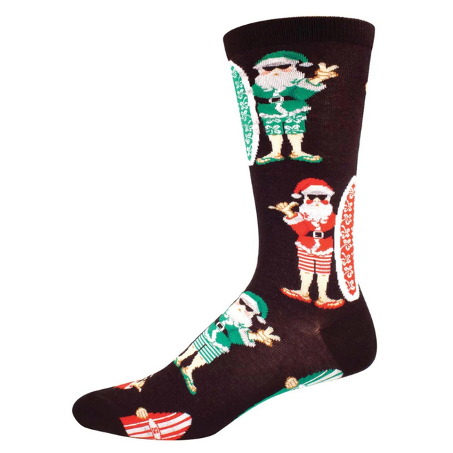 Socksmith Christmas Socks - Surf Santa, Black - L/XL