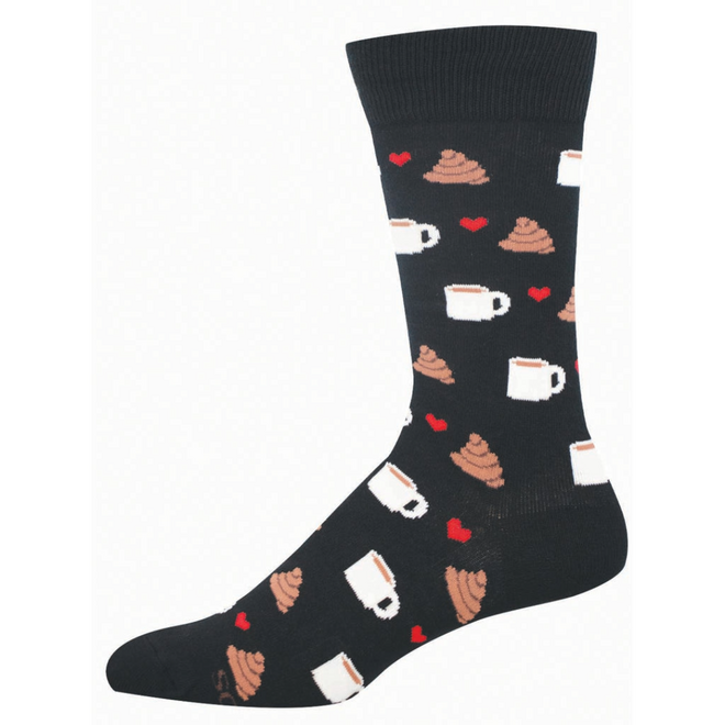 Socksmith Socks - Coffee Makes You Poop, Black - L/XL