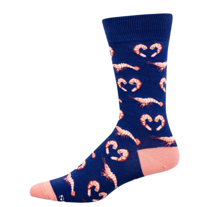 Socksmith Socks - Shrimpy Love, Navy - L/XL