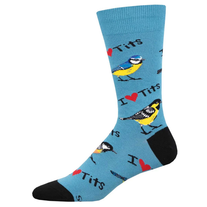 Socksmith Socks - I Heart Tits, Blue - L/XL
