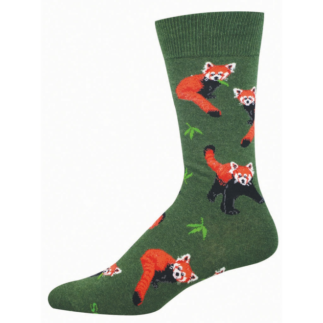 Socksmith Socks - Red Pandamonium, Green Heather - L/XL