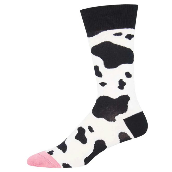 Socksmith Socks - Moooo!, White - L/XL