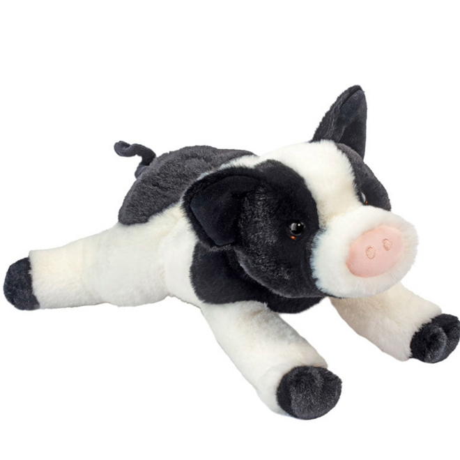 Douglas Cuddle Toy Plush - Ollie Black & White Pig, Soft