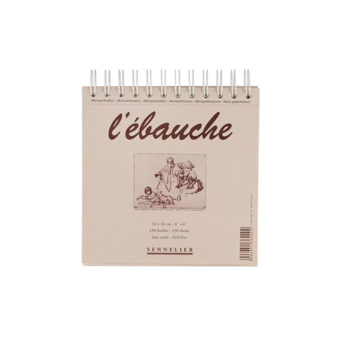 Sennelier Artist Paper l'Ebauche Drawing Pad (Spiralbound) - Acid Free - 16cm x16cm (6"x6") - 130 Sheets