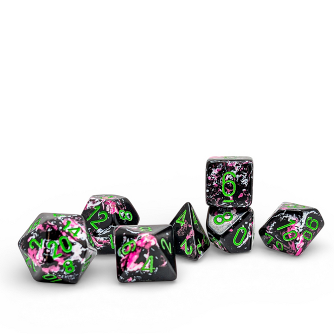 Chessex Polyhedral Dice Set - NEW Brush: Paintball w/ Green