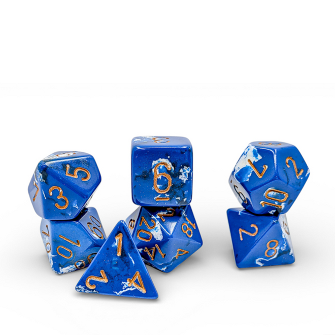 Chessex Polyhedral Dice Set - NEW Brush: Wavebreak w/ Gold