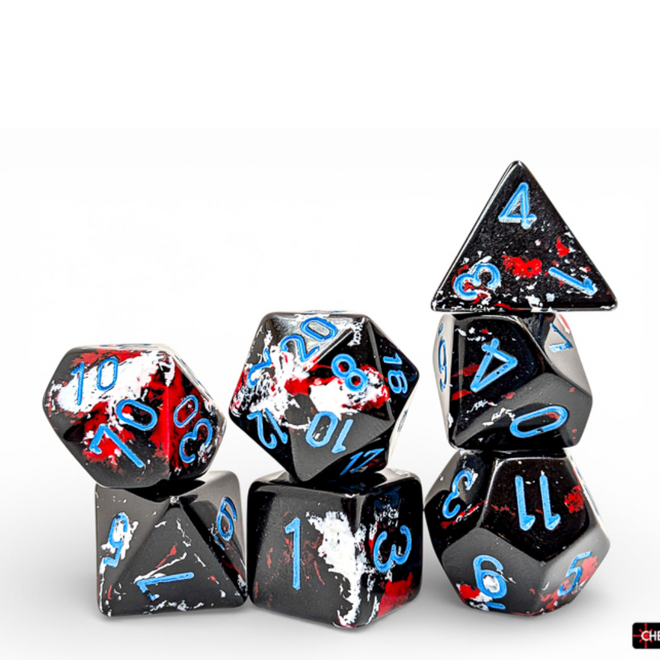 Chessex Polyhedral Dice Set - NEW Brush: Dark Side w/ Blue