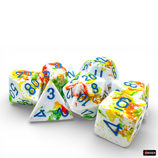 Chessex Polyhedral Dice Set - NEW Brush: Breezy w/ Blue