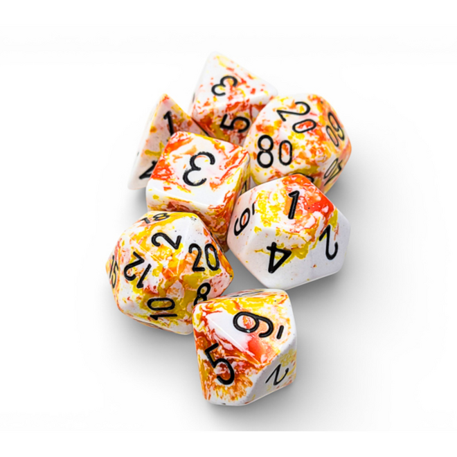 Chessex Polyhedral Dice Set - NEW Brush: Sunrise w/ Black