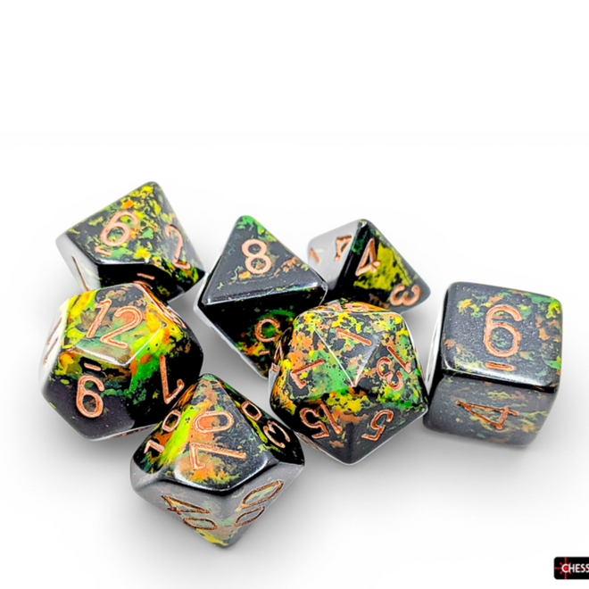 Chessex Polyhedral Dice Set - NEW Brush: Deep Forest w/ Gold