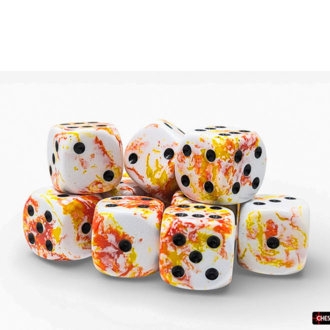 Chessex 16mm D6 Dice Set, 12pk - NEW Brush: Sunrise w/ Black