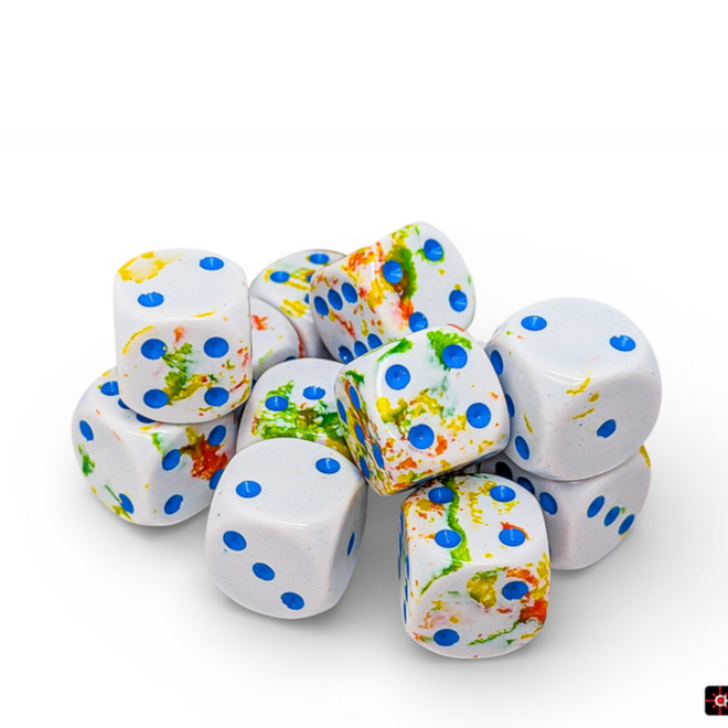 Chessex 16mm D6 Dice Set, 12pk - NEW Brush: Breezy w/ Blue