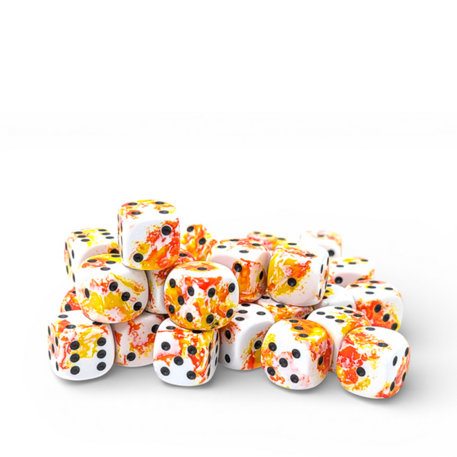 Chessex 12mm D6 Dice Set, 36pk - NEW Brush: Sunrise w/ Black