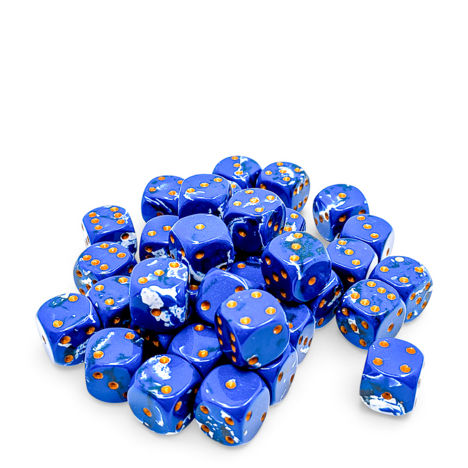 Chessex 12mm D6 Dice Set, 36pk - NEW Brush: Wavebreak w/ Gold