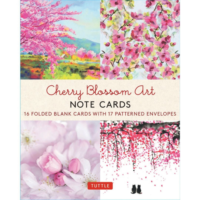 Cherry Blossom Art - 16 Notecards & Envelopes