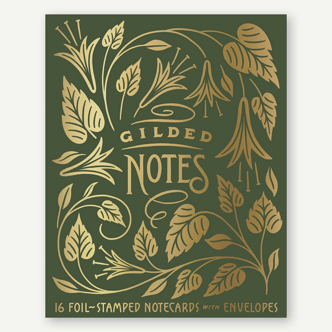 Gilded Notes - 16 Foil-Stamped Notecards & Envelopes